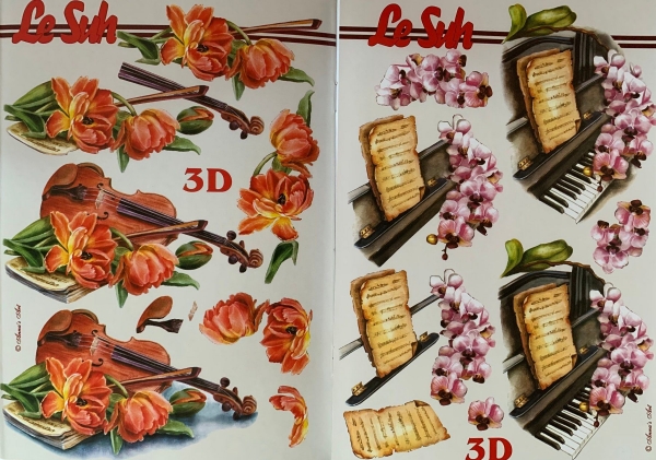 3D Buch Schneidebogen Musikinstrumente